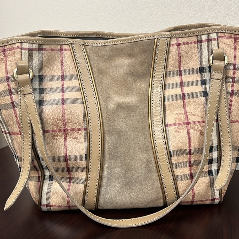 Unique Burberry tote /suede panels - Picture 3 of 11